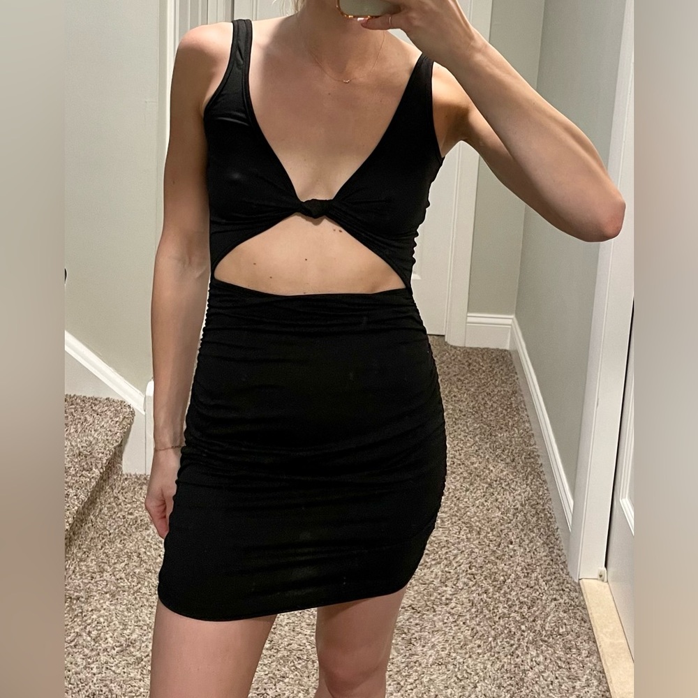 Cut Out Bodycon Ruched Tank Mini Dress